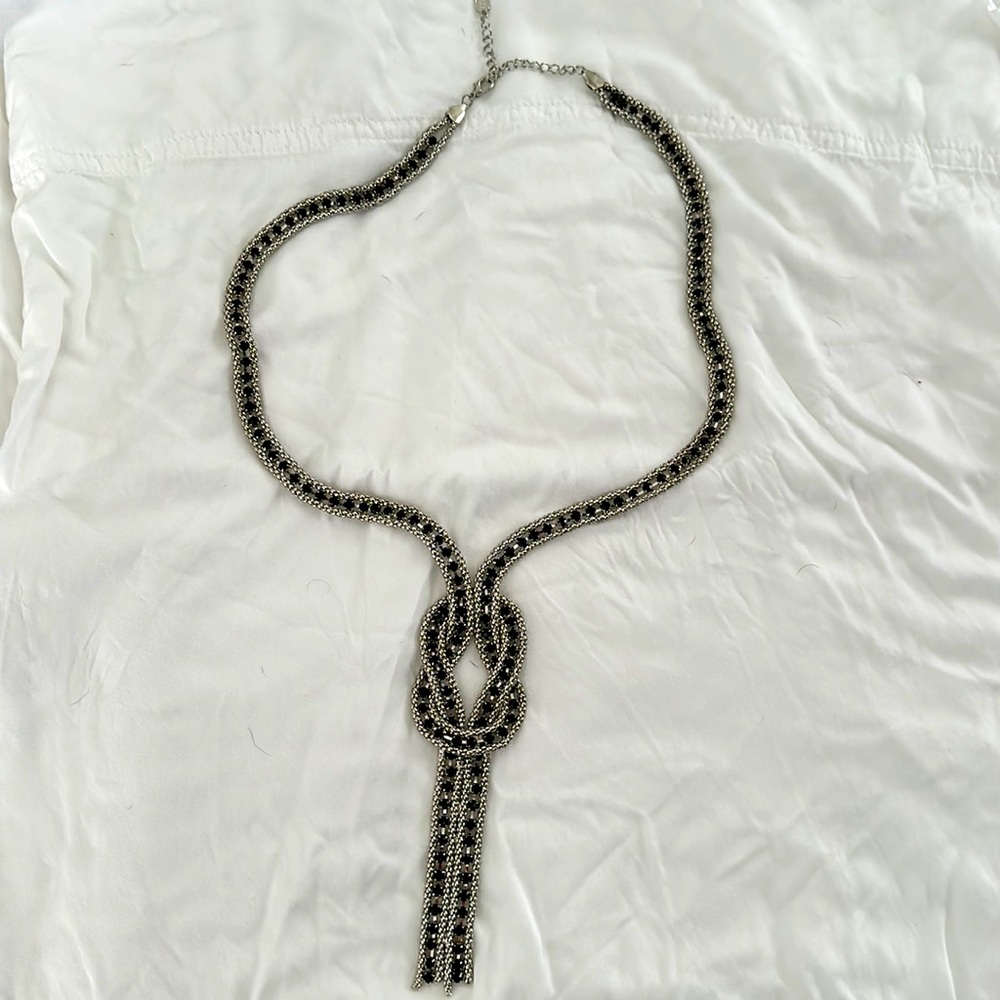 Silver And Black Statement Necklace - image 2